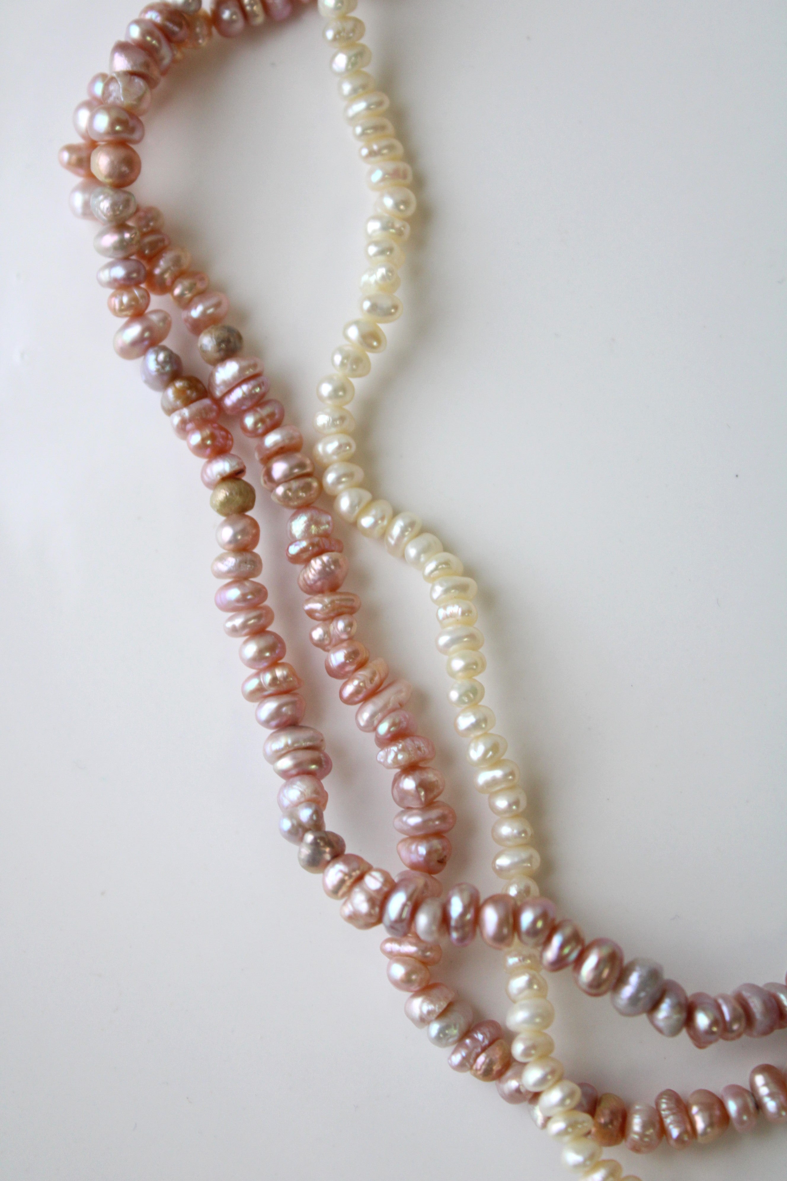 Pink & White Baroque Genuine Pearl Layered Necklace