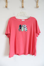 Alfred Dunner Pink Short Sleeved Tee | 2XL