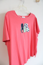 Alfred Dunner Pink Short Sleeved Tee | 2XL