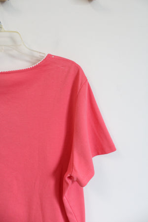 Alfred Dunner Pink Short Sleeved Tee | 2XL