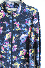 Christopher & Banks Blue Floral Cotton Zip Up Jacket | L