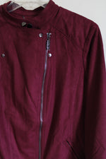 NEW Chico's Maroon Sueded Jacket | 2 (L/12)