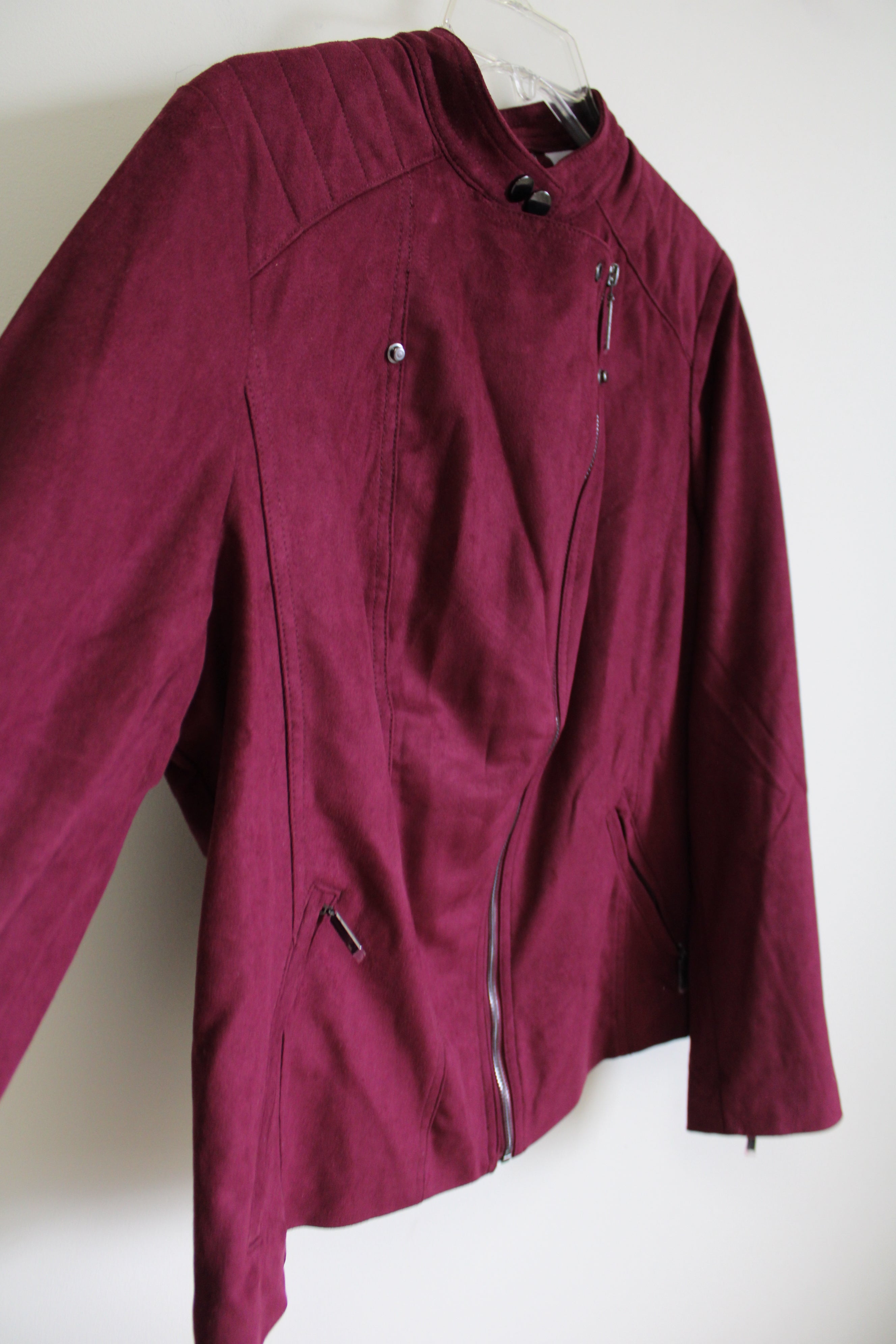 NEW Chico's Maroon Sueded Jacket | 2 (L/12)