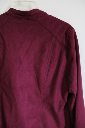 NEW Chico's Maroon Sueded Jacket | 2 (L/12)