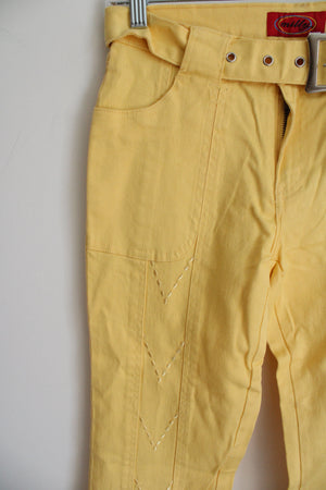 NEW Milly Vintage Yellow Embroidered Jeans | 7/8