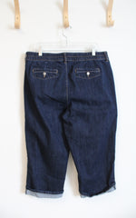 Jaclyn Smith Dark Wash Cuffed Capri Jeans | 18