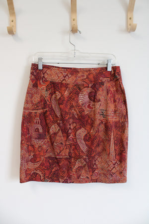 Chico's Red and Orange Print Skirt | 1 (M)