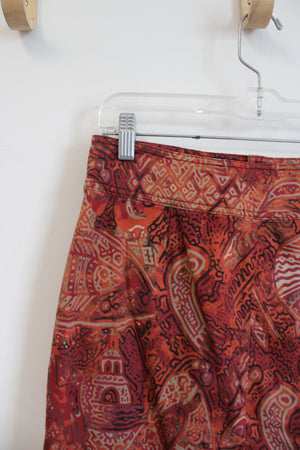 Chico's Red and Orange Print Skirt | 1 (M)