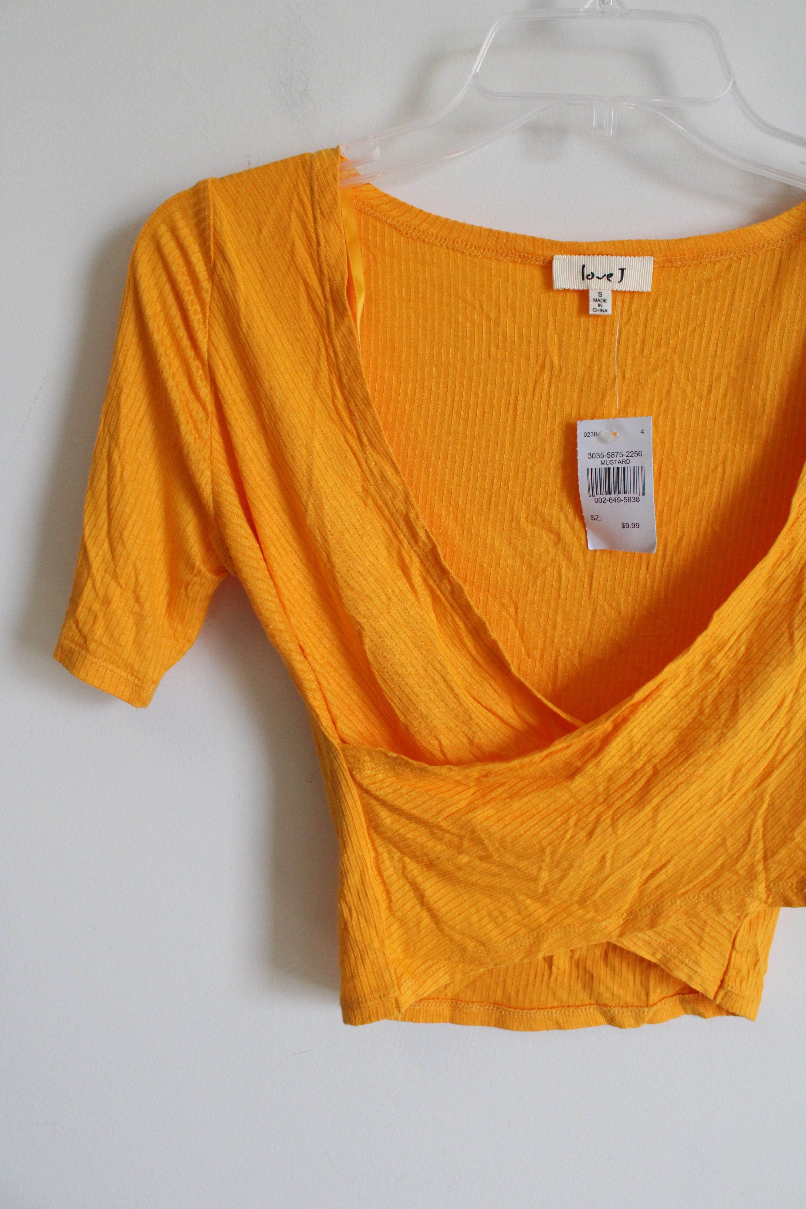 NEW Love J Yellow Ribbed Wrap Crop Top | S