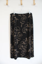 Emma James Black Floral Maxi Skirt | L