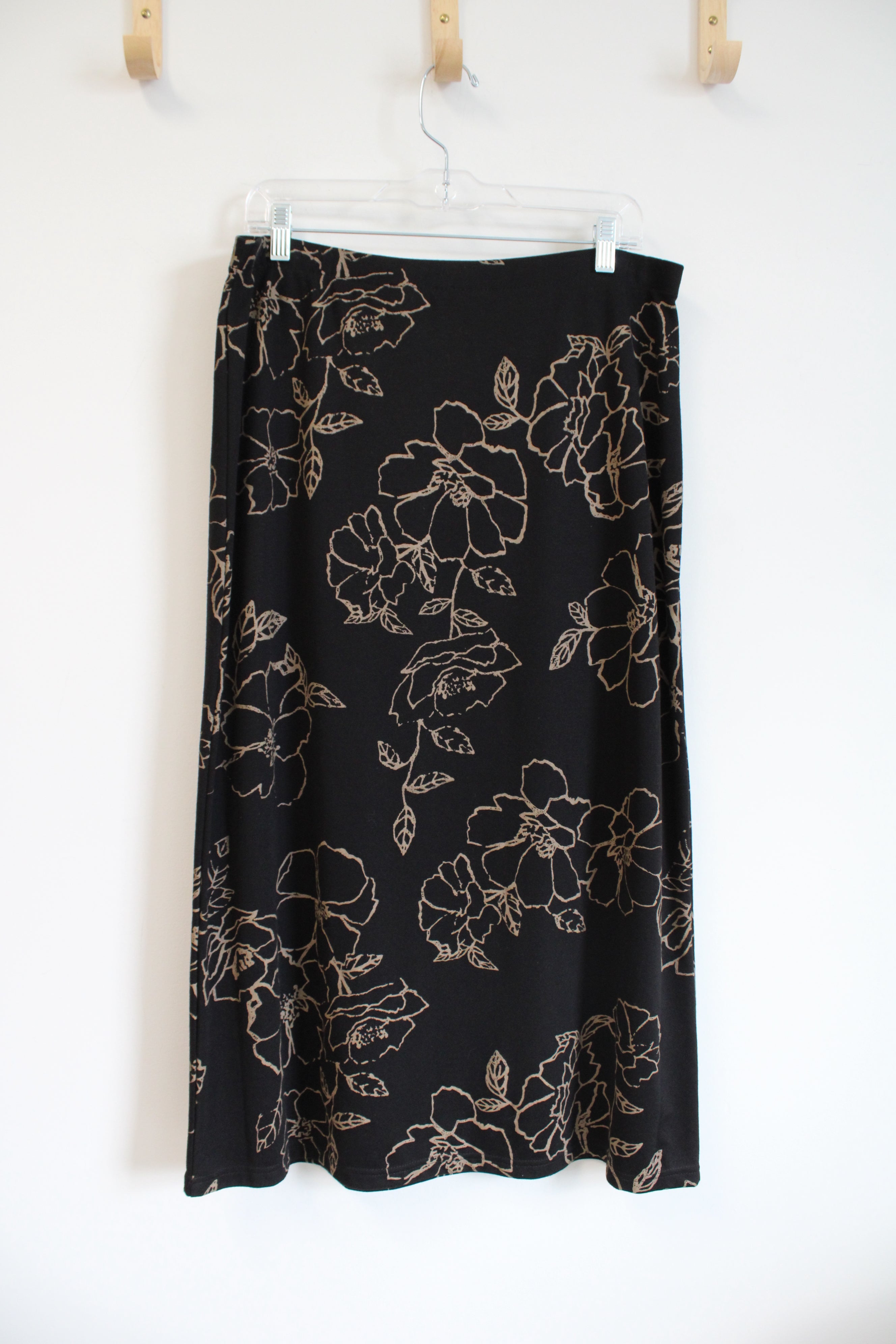 Emma James Black Floral Maxi Skirt | L