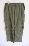 NEW Faded Rose Essentials Olive Green Nylon Drawstring Cargo Pants | XL