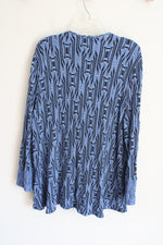 NEW Tianello By Steve Barraza Ukah Knit Jacquard Tobie Blue Black Patterned Cardigan | XL