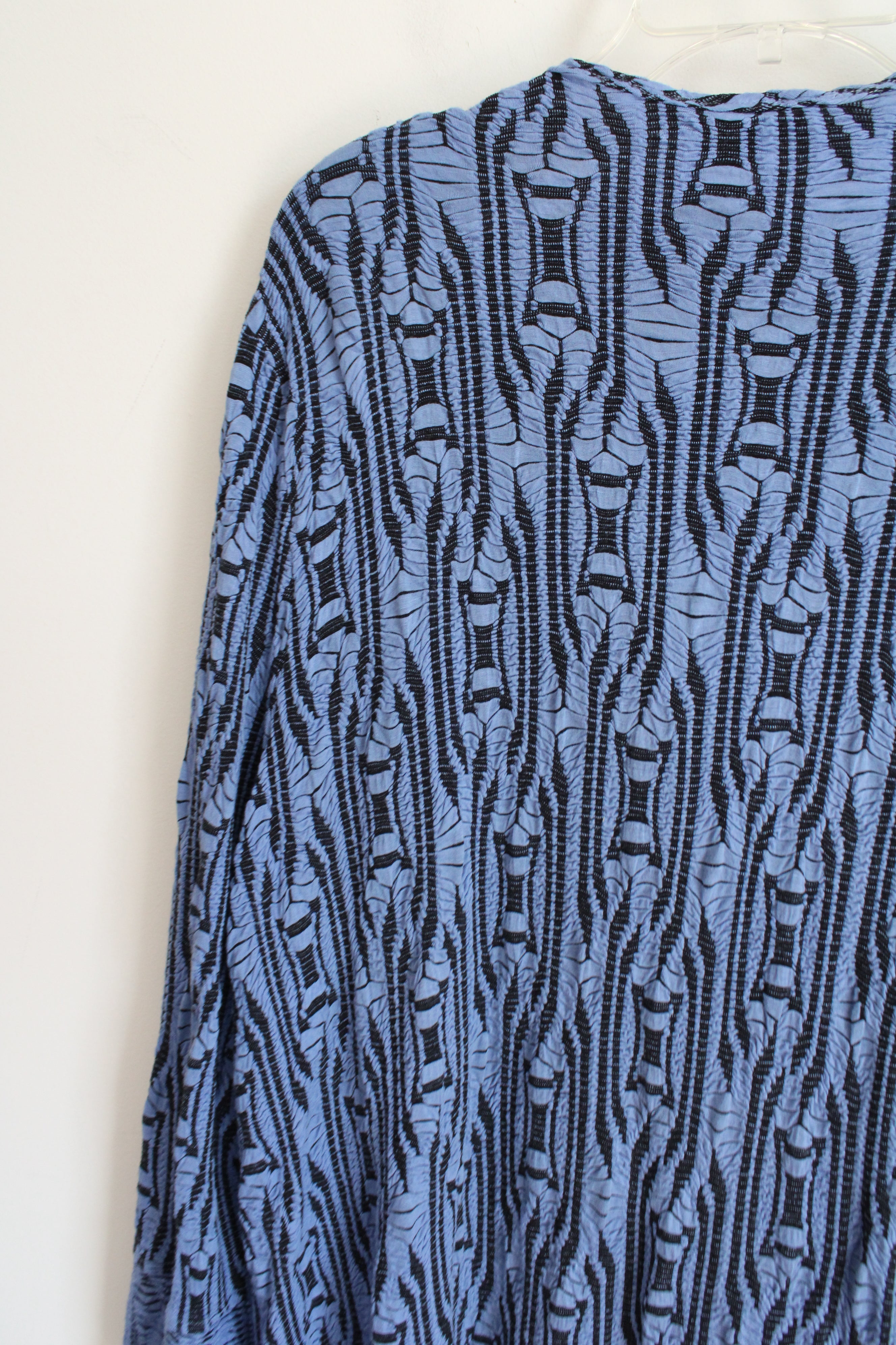 NEW Tianello By Steve Barraza Ukah Knit Jacquard Tobie Blue Black Patterned Cardigan | XL