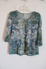 CJ Banks Green Blue Shimmer Top | 1X