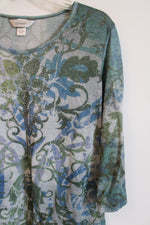 CJ Banks Green Blue Shimmer Top | 1X