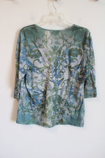 CJ Banks Green Blue Shimmer Top | 1X
