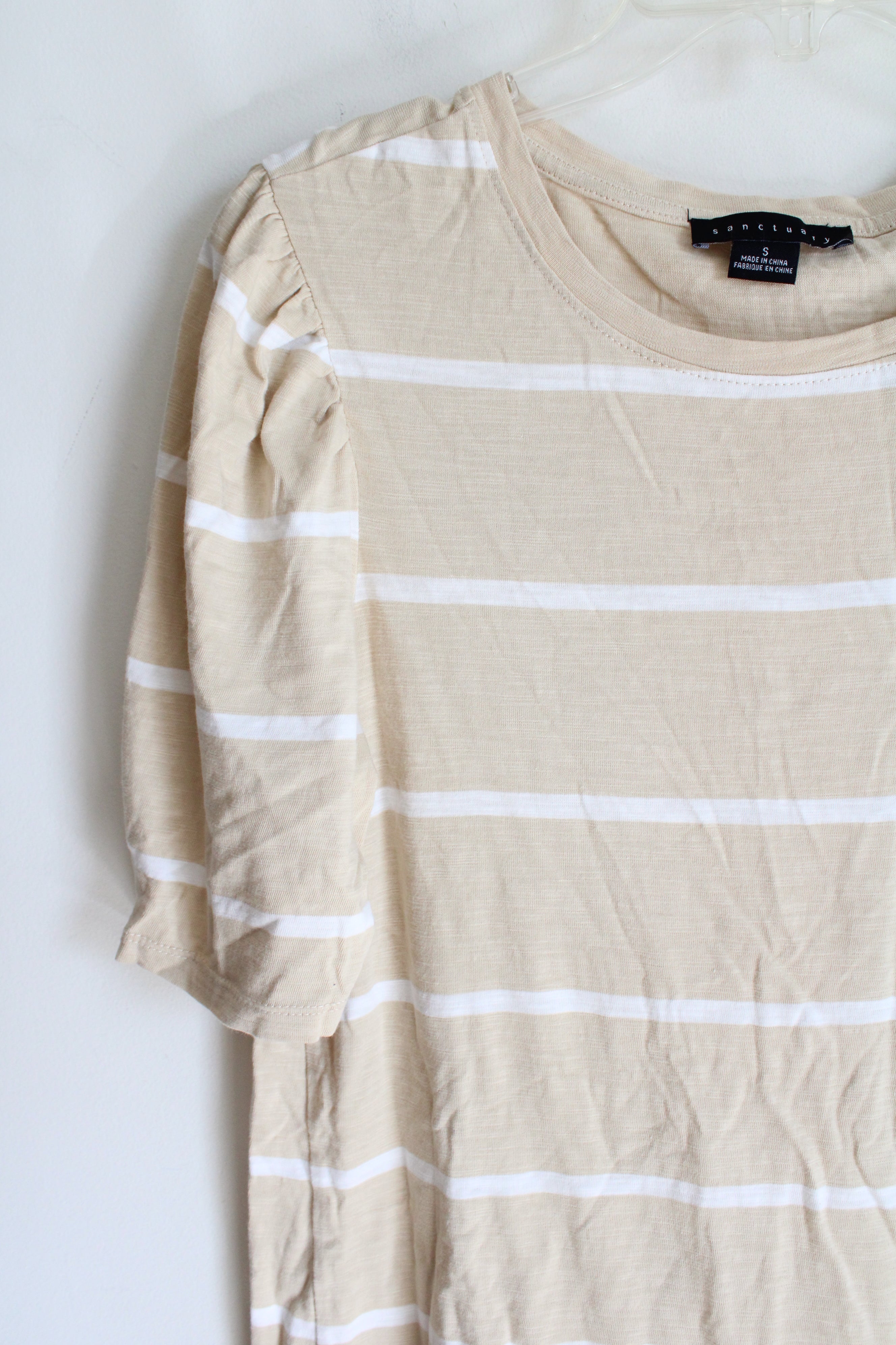 Sanctuary Tan & White Striped Shift Dress | S