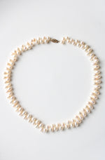 Genuine Ivory Oval Pearl 14K Clasp Necklace