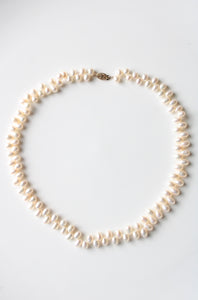 Genuine Ivory Oval Pearl 14K Clasp Necklace