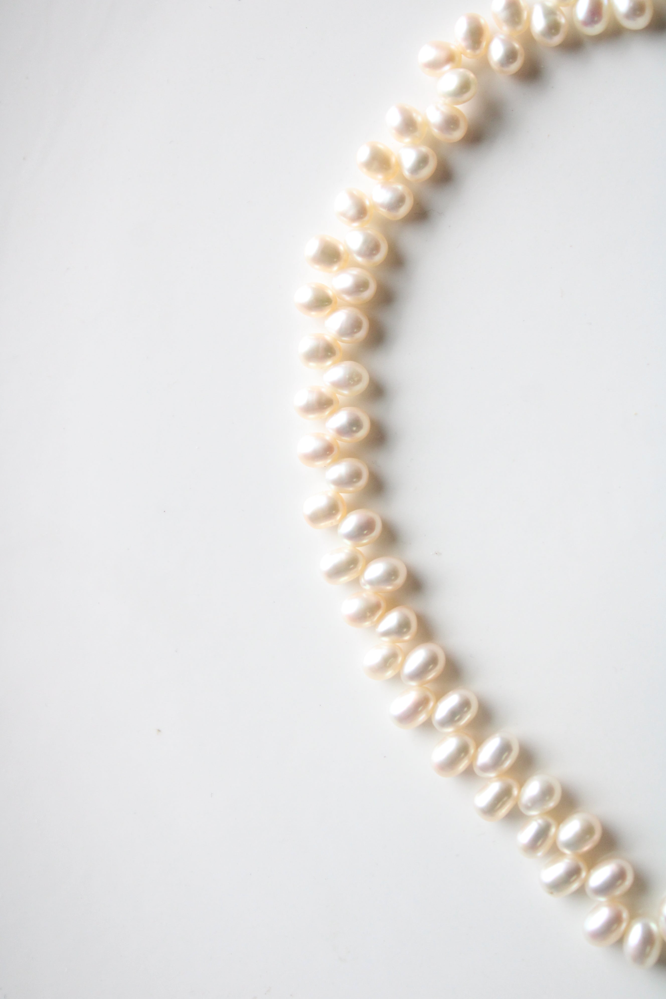 Genuine Ivory Oval Pearl 14K Clasp Necklace