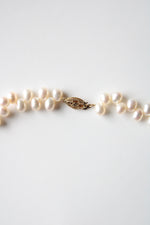 Genuine Ivory Oval Pearl 14K Clasp Necklace