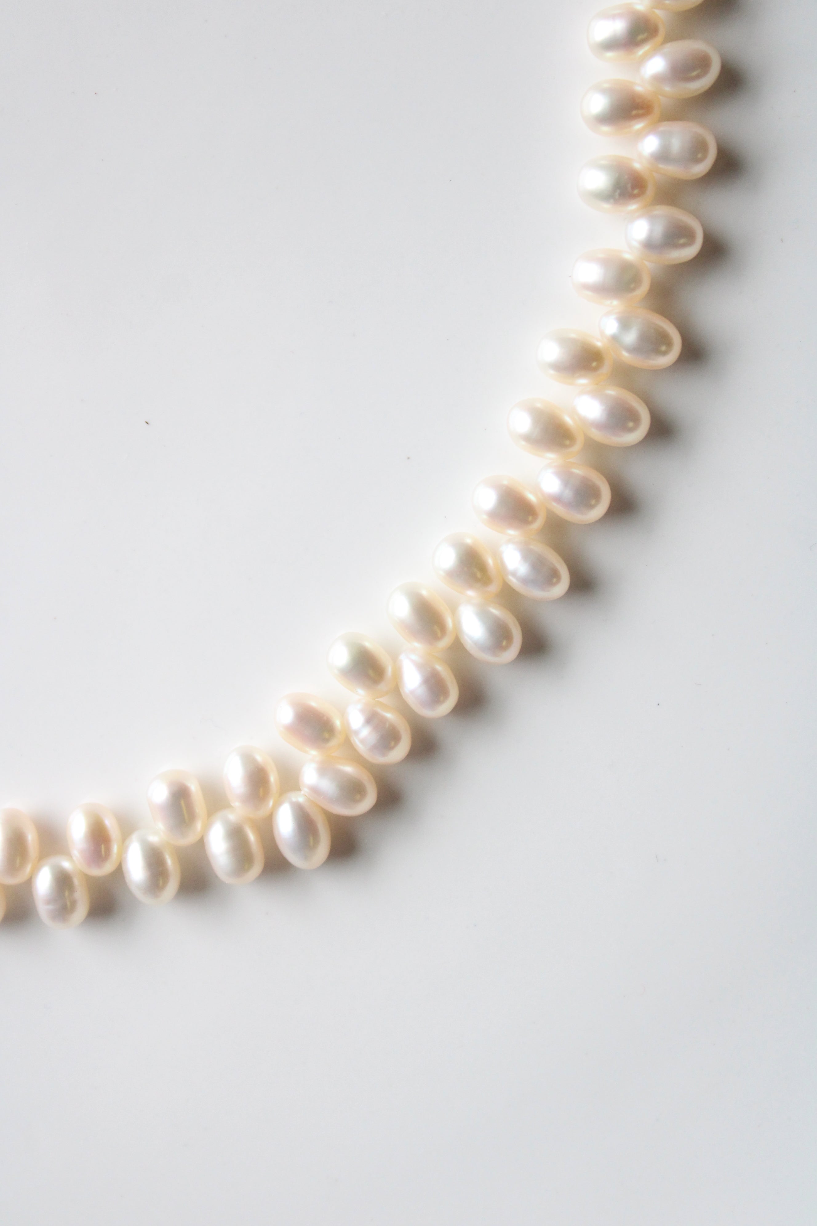 Genuine Ivory Oval Pearl 14K Clasp Necklace