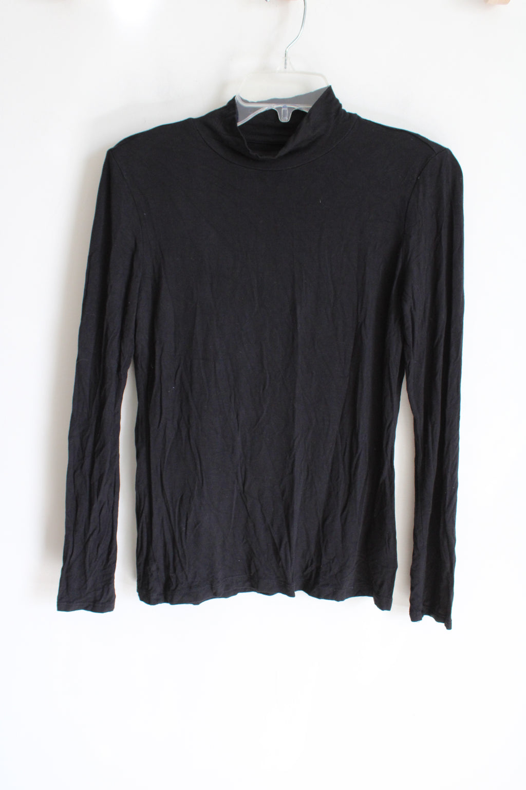 Tahari Black Long Sleeved Mock Neck Top | M