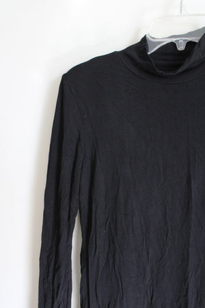 Tahari Black Long Sleeved Mock Neck Top | M