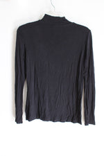 Tahari Black Long Sleeved Mock Neck Top | M