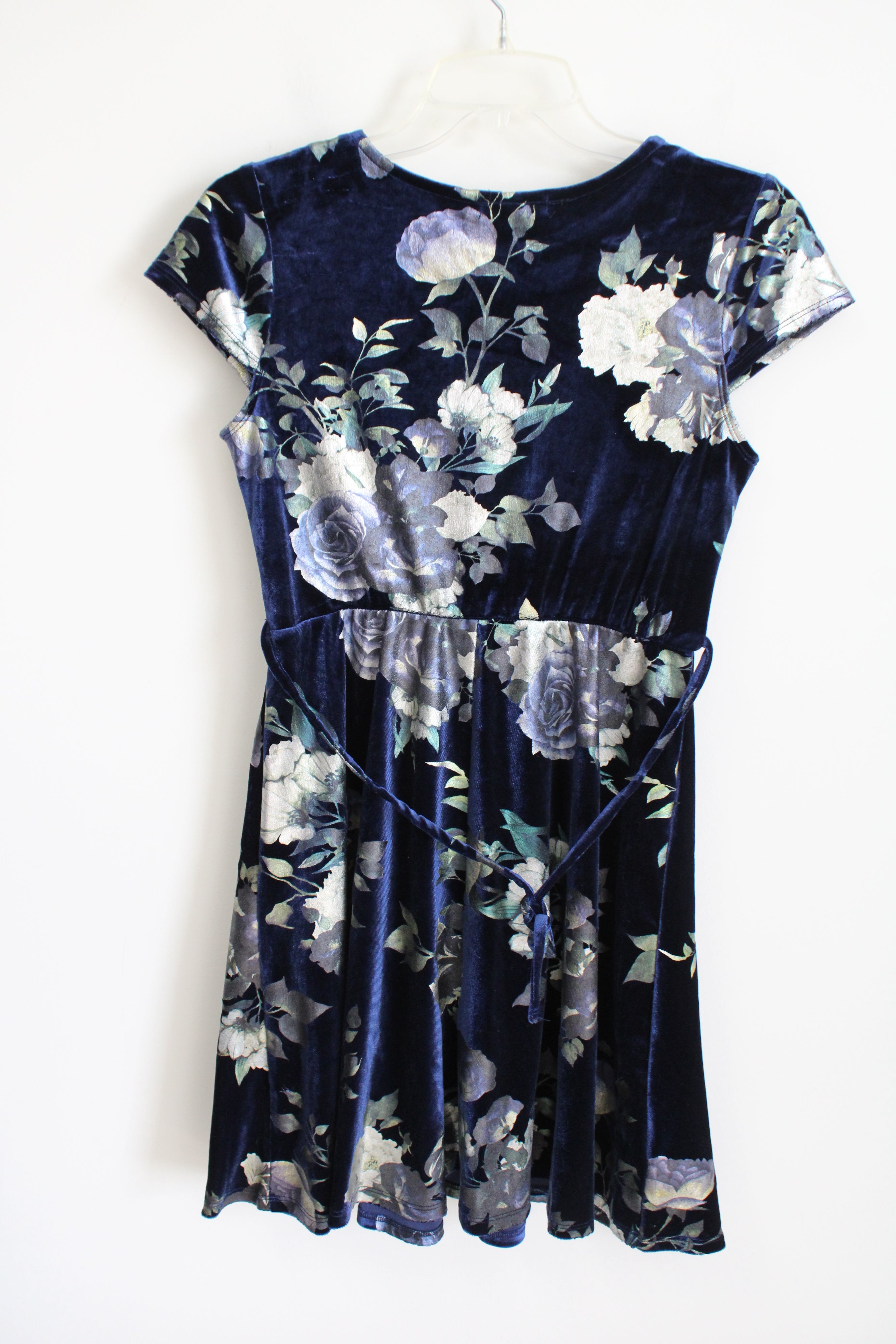 Speechless Short Sleeve Blue Floral Dress | Youth XL