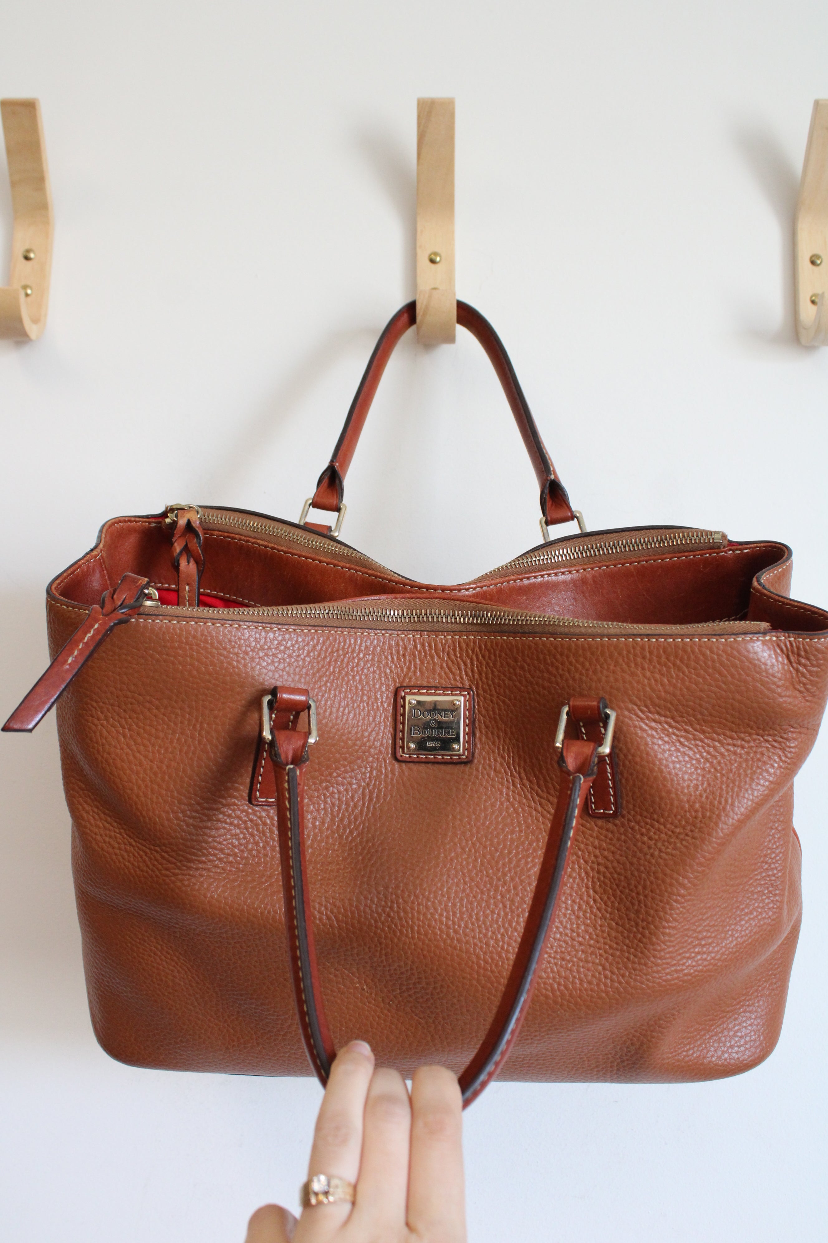 Dooney & Bourke Camel Brown Leather Satchel Purse