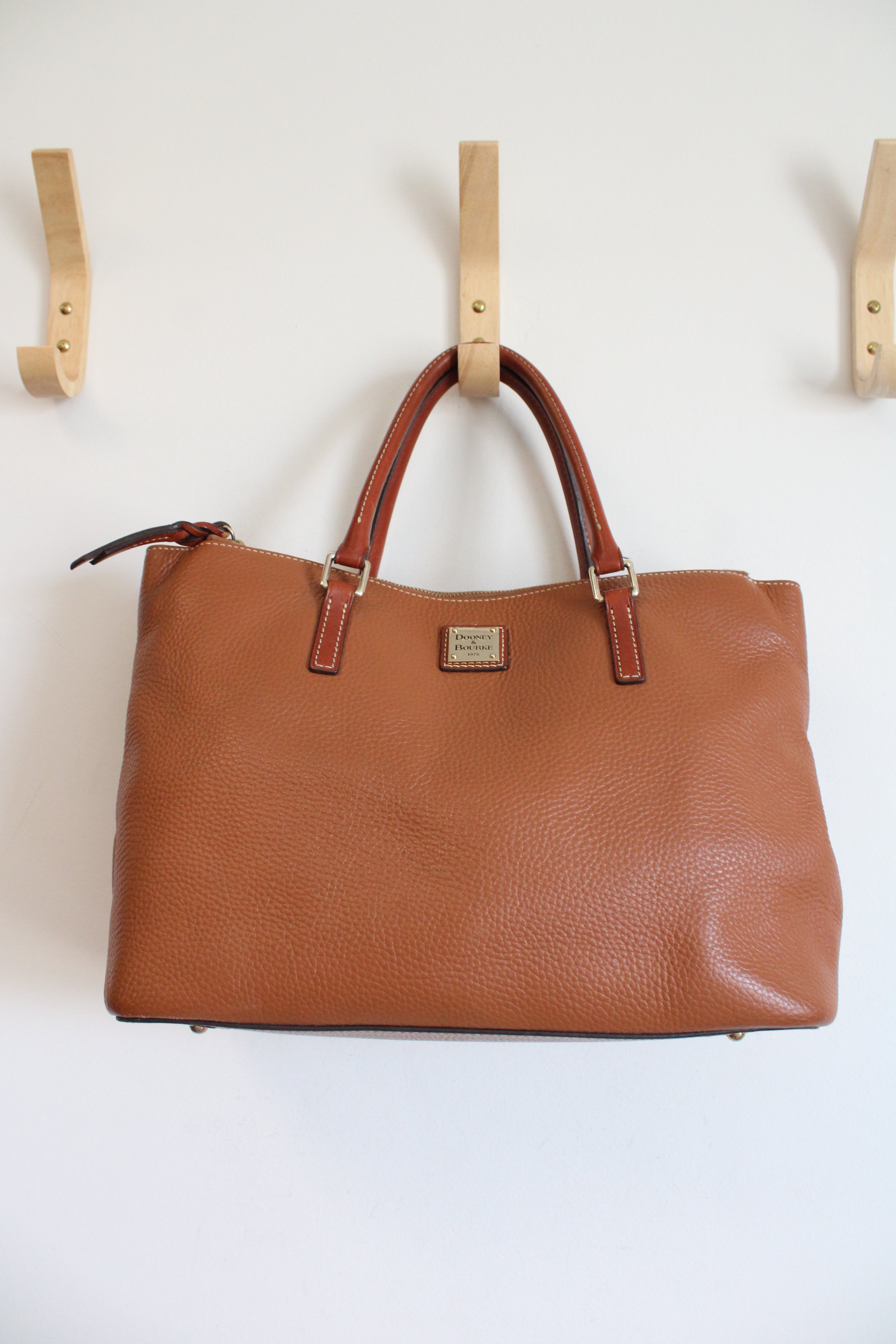 Dooney & Bourke Camel Brown Leather Satchel Purse