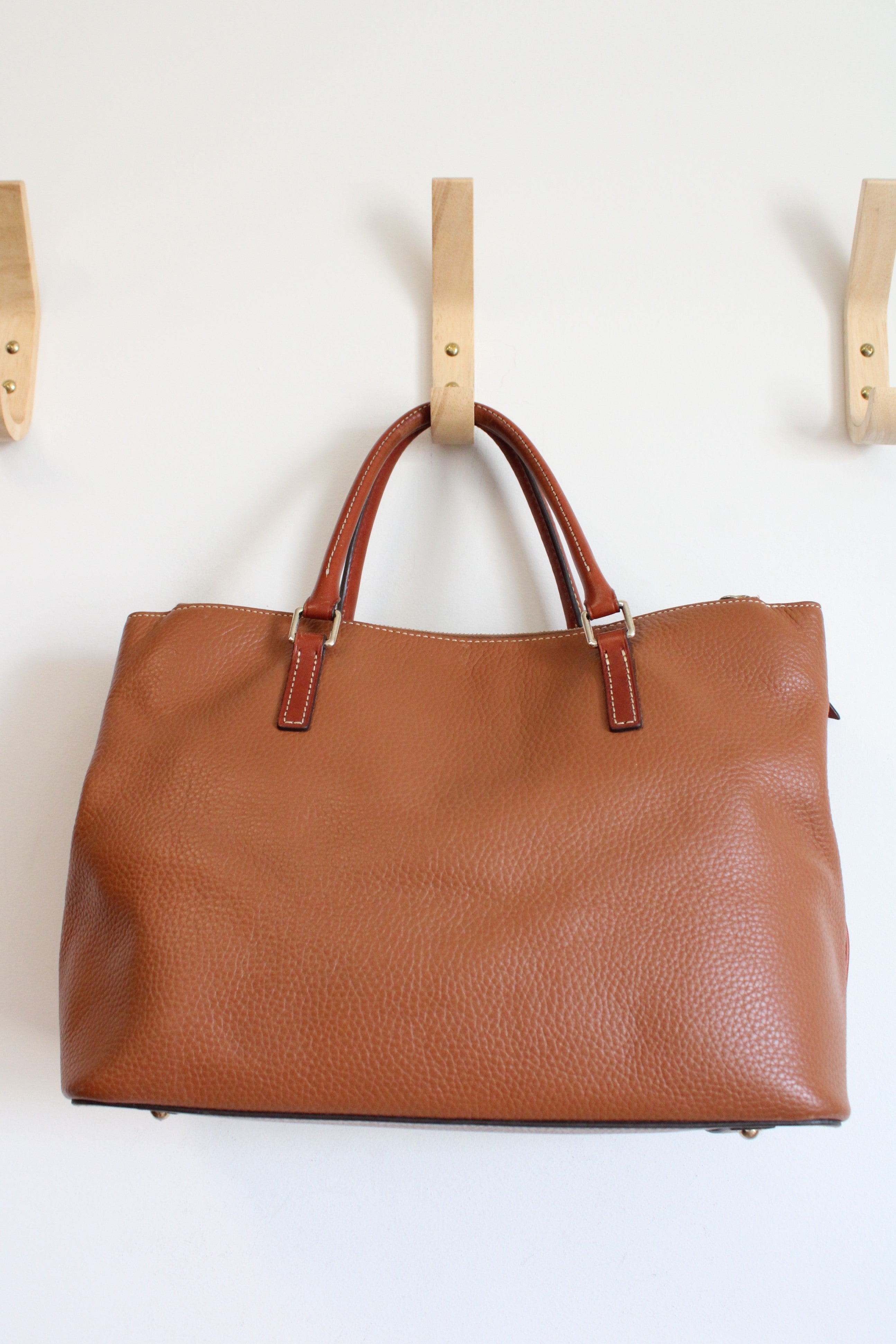 Dooney & Bourke Camel Brown Leather Satchel Purse