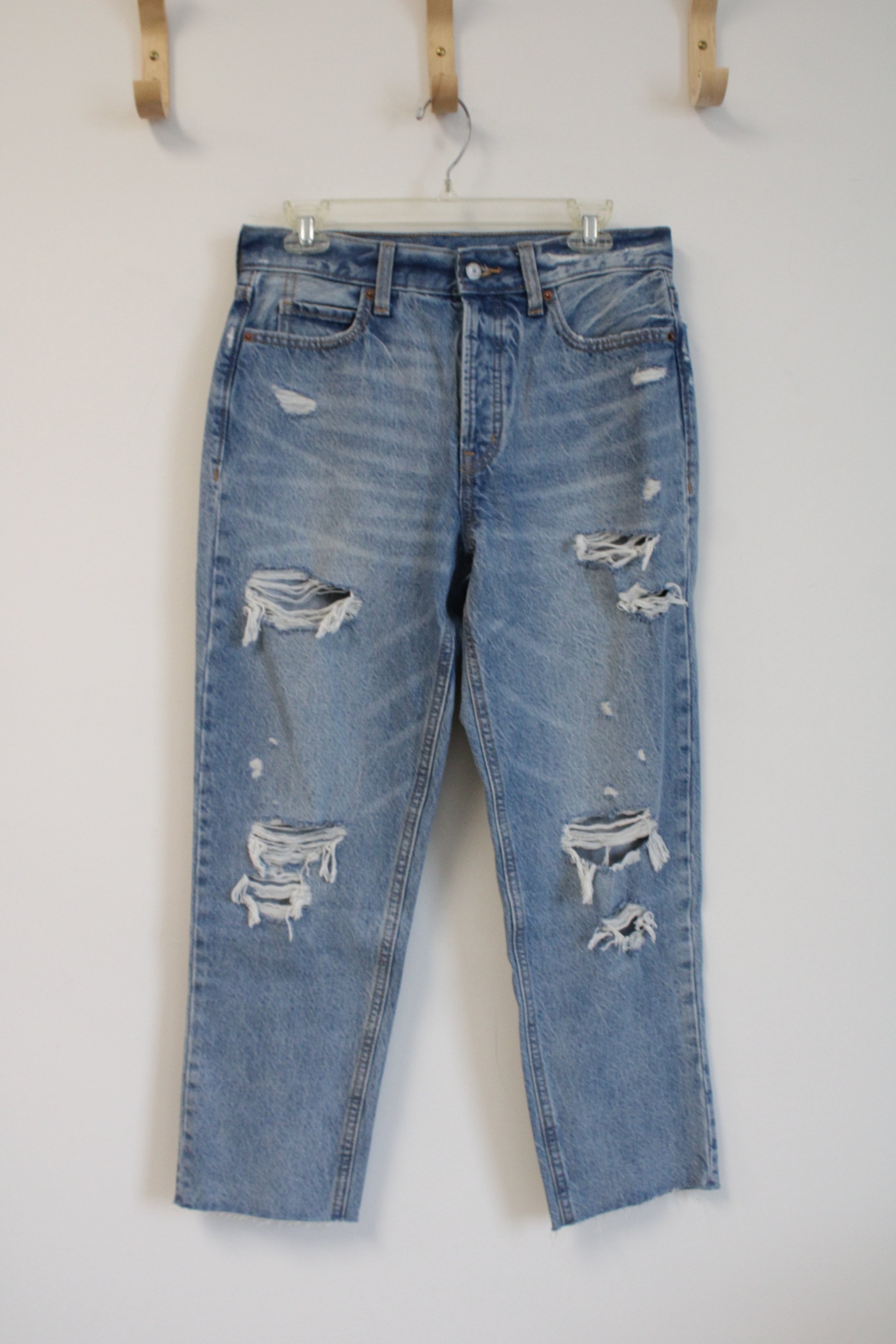 Old Navy Faded Ripped Extra High Sky-Hi Straight Jeans | 6