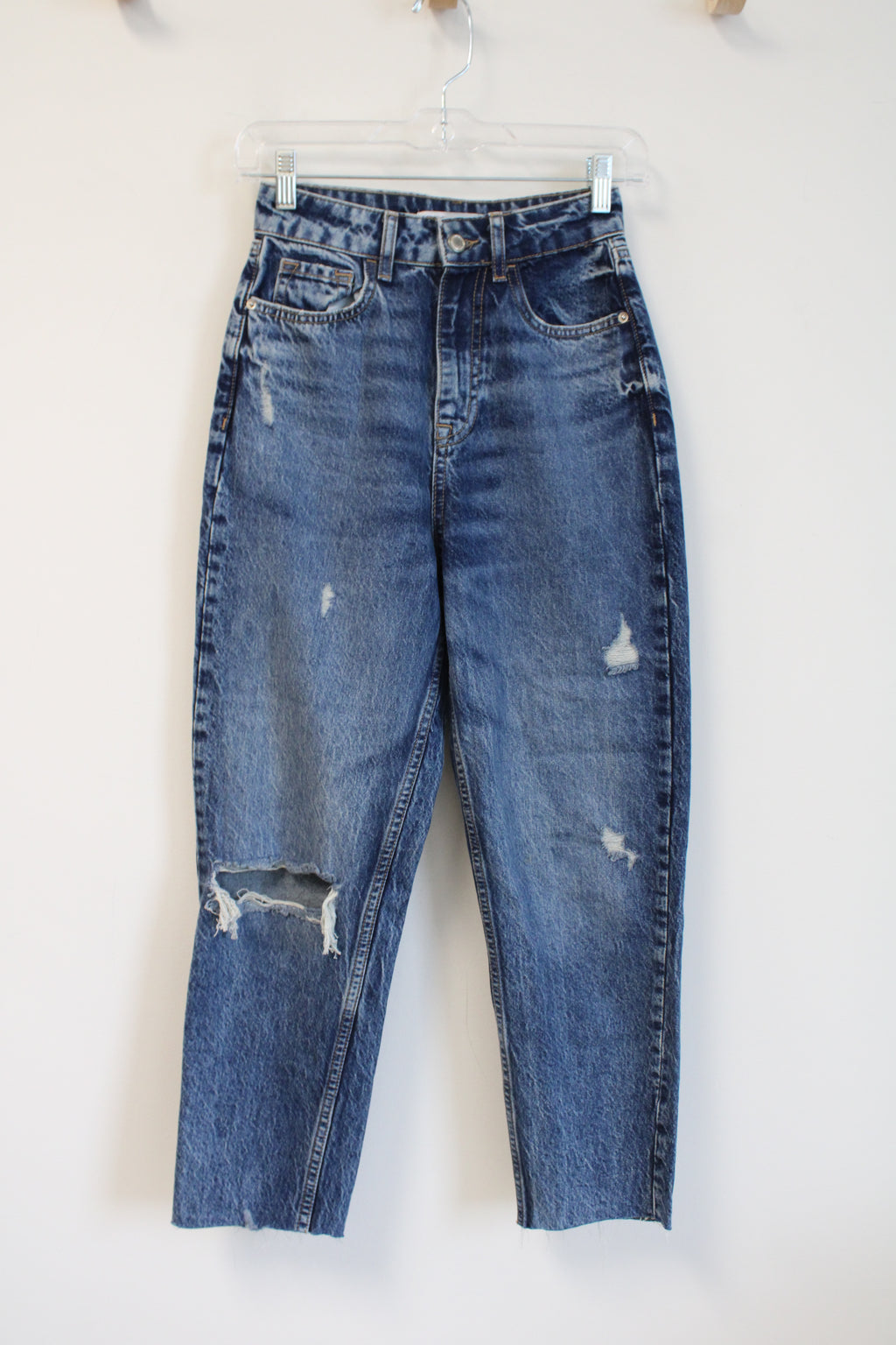 Zara Faded Wash Ripped Jeans | 0