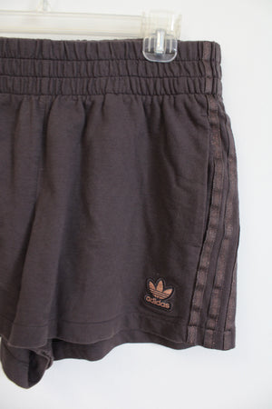 Adidas Chocolate Brown Shimmer Stripe Cotton Blend Shorts | M