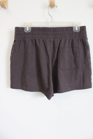 Adidas Chocolate Brown Shimmer Stripe Cotton Blend Shorts | M