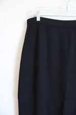 St. John Basics Dark Navy Blue Knit Midi Skirt | 14