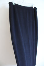 St. John Basics Dark Navy Blue Knit Midi Skirt | 14