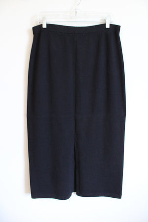 St. John Basics Dark Navy Blue Knit Midi Skirt | 14