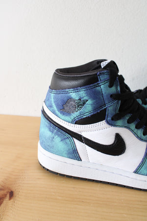 Nike Blue Tie-Dye Air Jordan 1 High Top Sneakers | Size 7.5