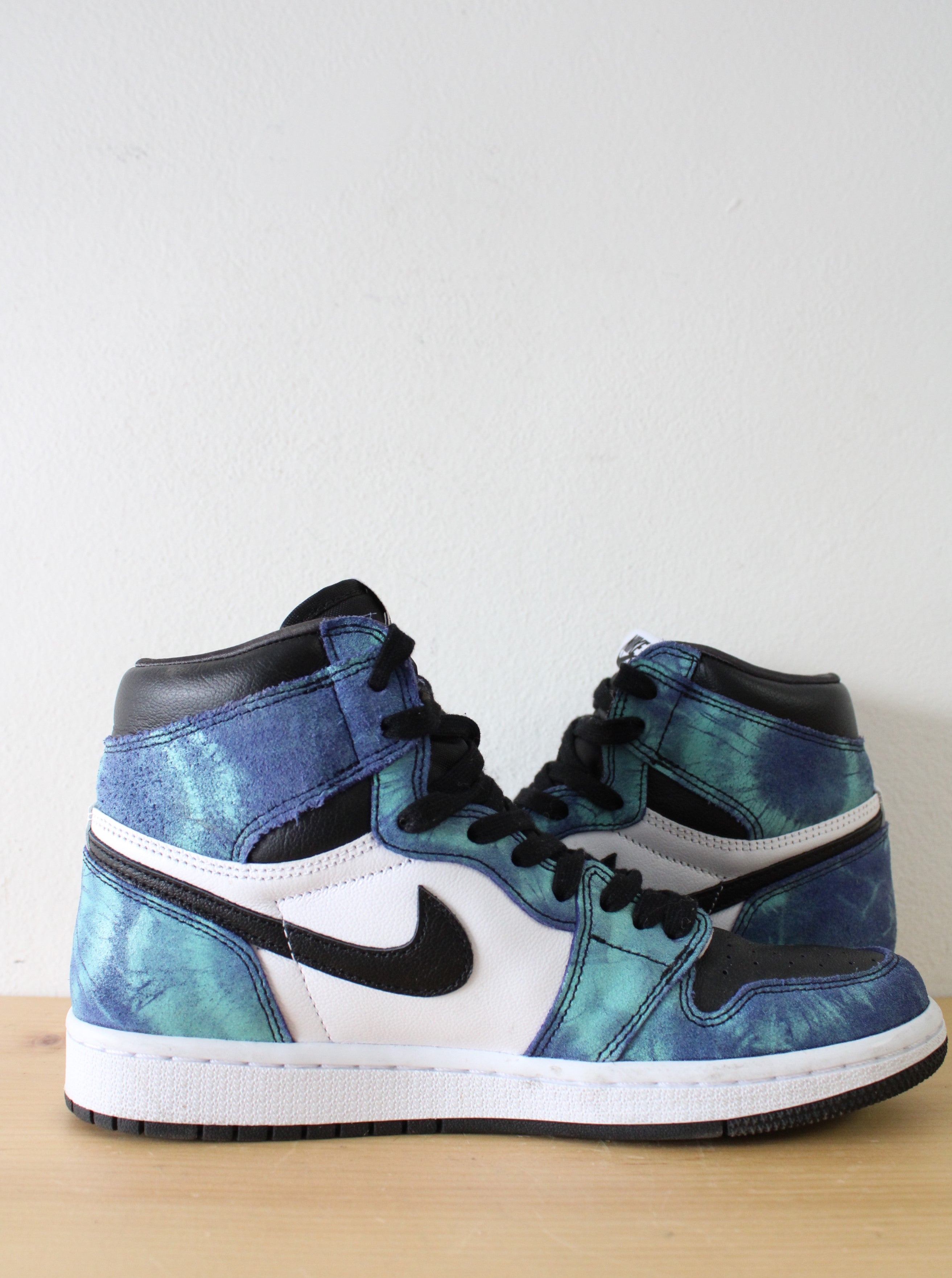 Nike Blue Tie-Dye Air Jordan 1 High Top Sneakers | Size 7.5