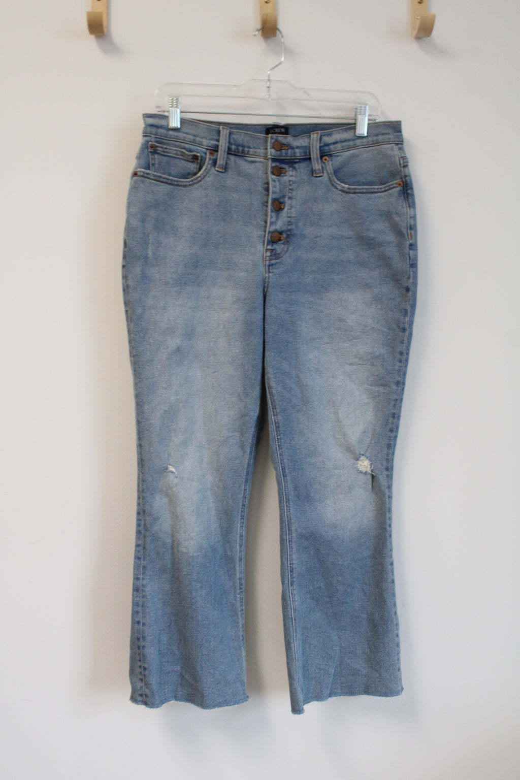 J. Crew Light Wash High-Rise Flare Crop Jeans | 30