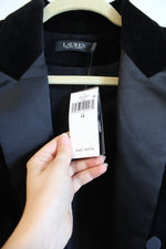 NEW Ralph Lauren Black Velour Cropped Blazer Jacket | 14