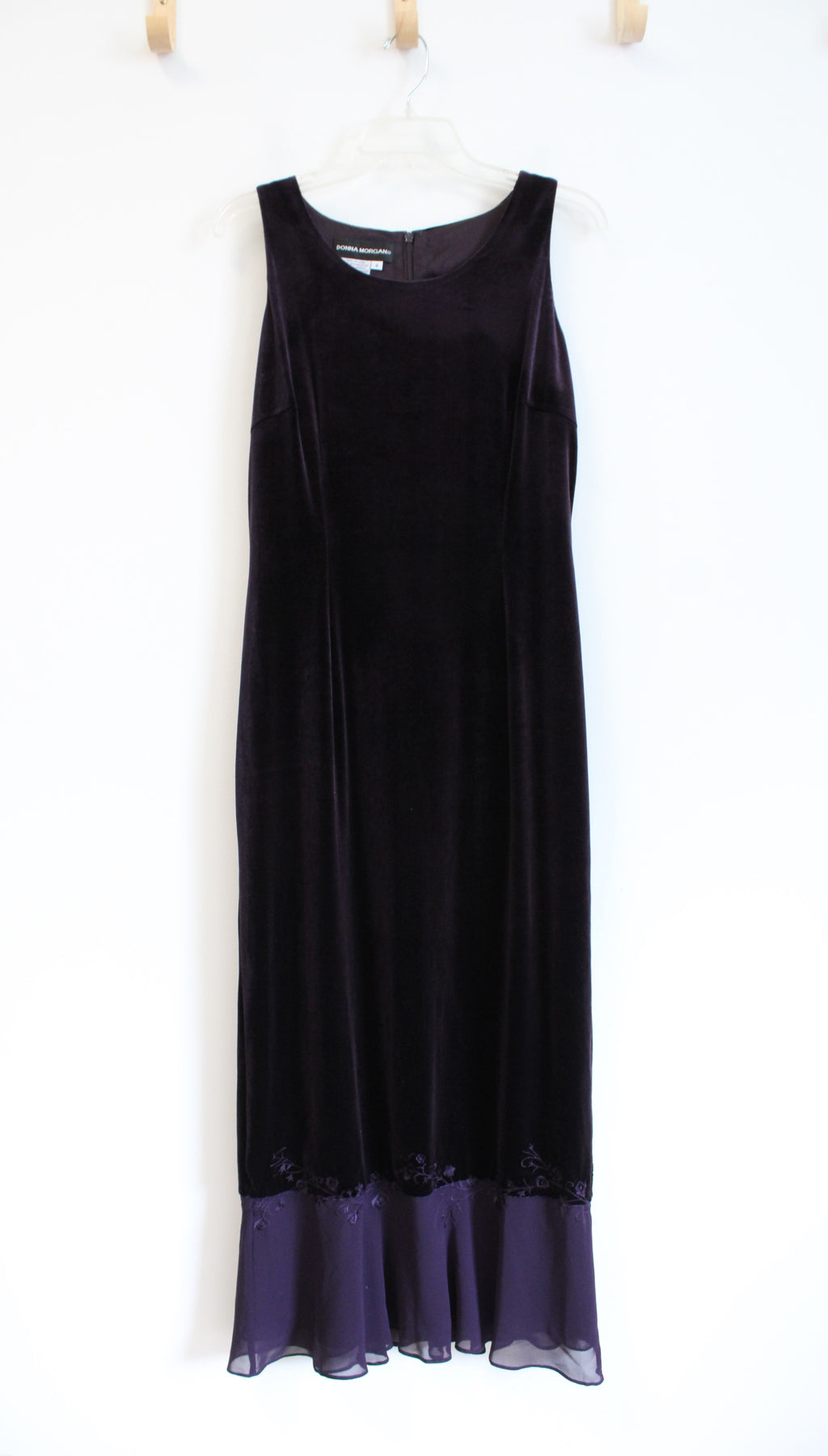 Donna Morgan Dark Purple Velvet Maxi Dress | 6