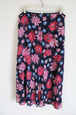 Liz Claiborne Navy Blue & Pink Floral skirt | 14 Petite