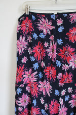 Liz Claiborne Navy Blue & Pink Floral skirt | 14 Petite