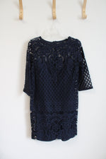 LOFT Navy Lace Long Sleeved Dress | 2