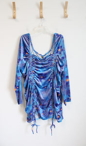 NEW Wild Fable Blue & Purple Ruched Velvet Long Sleeved Dress | 4X